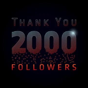 2000 followers pixels dark Stock Illustration