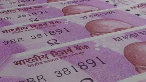 2000 Indian Rupee bills background. Many banknotes. Finance. Business concept. Stock Footage 172155666
