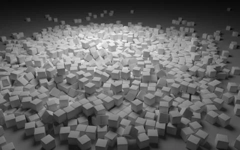 2,000 Matte white cubes with soft overhead lighting Stock Photos