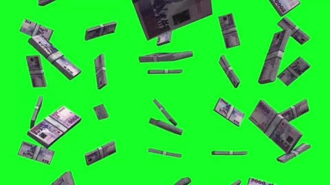 2000 New Taiwan Dollars Falling Animation Money on Green screen Stock Footage 267131128
