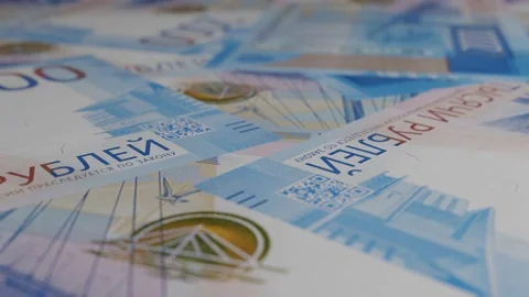 2000 rubles bills background. Many banknotes. Finance. Stock Footage 171412559