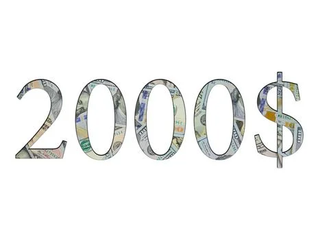 $ 2000. Us dollar banknotes. The texture of the money. Isolated on white back Stock Photos