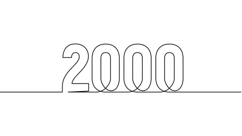 2000 year continuous single one line art drawing animation numbers video Stock Footage 313394197