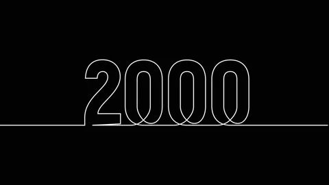 2000 year continuous single one line art drawing animation numbers video Stock Footage 313394202