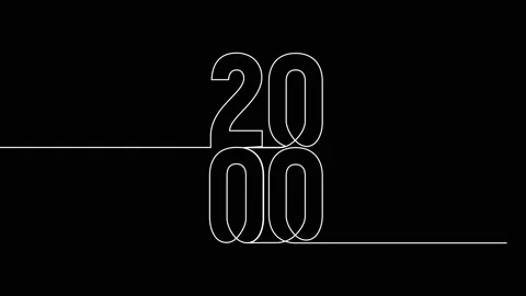 2000 year continuous single one line art animation vertically numbers video Video stock 314561379