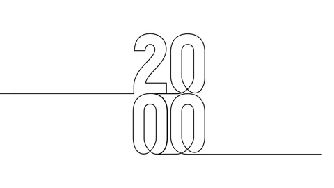2000 year continuous single one line art animation vertically numbers video Stock Footage 314561381