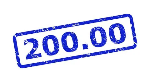 200.00 Stamp Seal with Corroded Texture and Rounded Rectangle Frame Stock Illustration