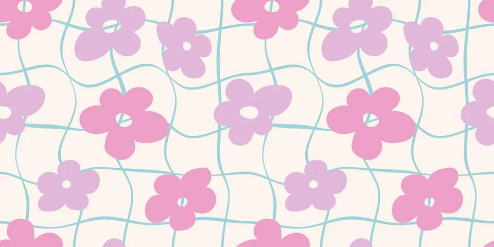 2000s flowers. seamless pattern with abstract colors in delicate pastel sha.. Stock Illustration