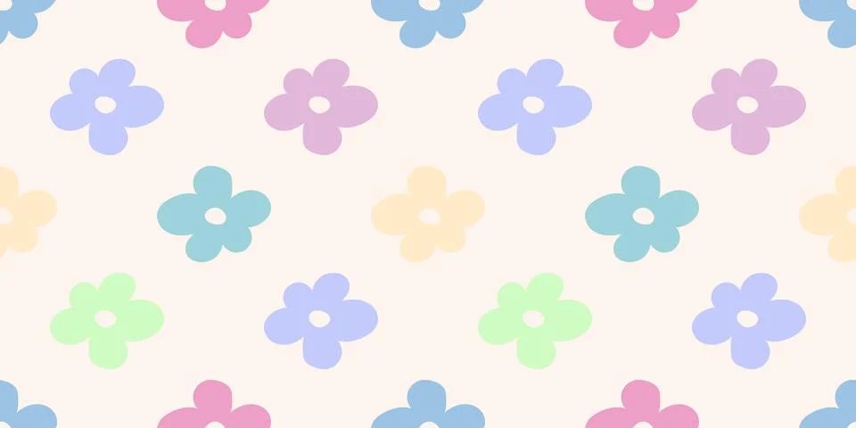 2000s flowers. seamless pattern with abstract colors in delicate pastel sha.. Stock Illustration