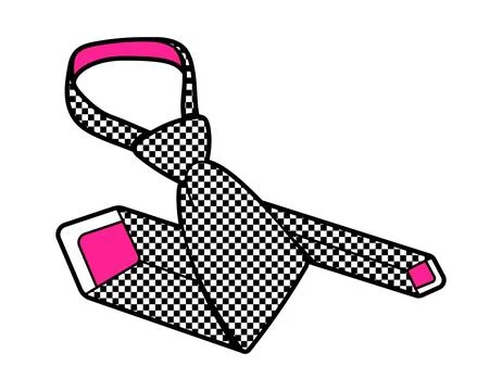 A 2000s trendy emo goth tie. Flat vector illustration, hand drawn. Stock Illustration