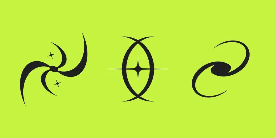 2000s vector abstract shapes. Y2K aesthetics. Stock Illustration