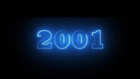 2001 neon line text. Abstract 2001 neon text animation, Glowing neon number.. Stock Footage 337759758