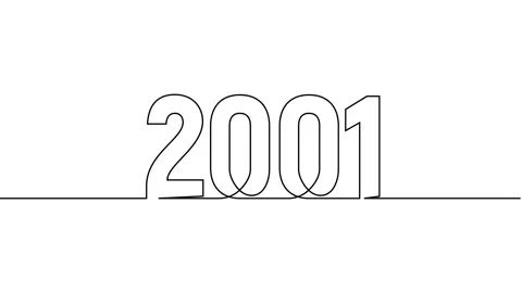 2001 year continuous single one line art drawing animation numbers video Stock Footage 313394201