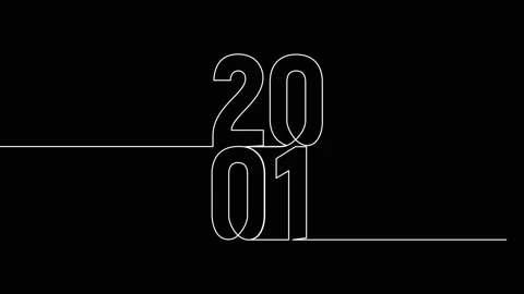 2001 year continuous single one line art animation vertically numbers video Stock Footage 314561383