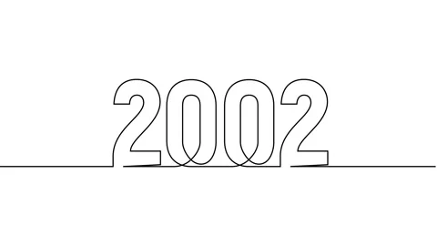 2002 year continuous single one line art drawing animation numbers video Vidéo 313394210