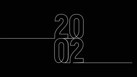 2002 year continuous single one line art animation vertically numbers video Stock Footage 314561387