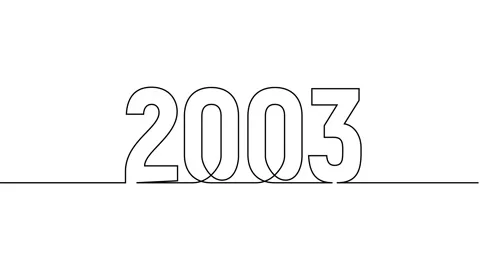 2003 year continuous single one line art drawing animation numbers video Stock Footage 313394211