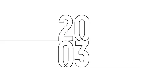 2003 year continuous single one line art animation vertically numbers video Stock Footage 314561388