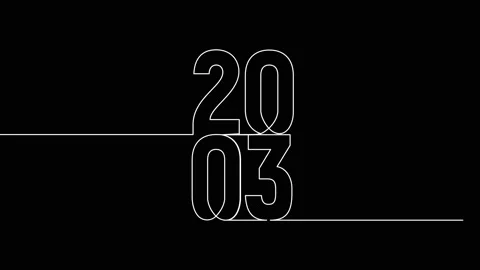 2003 year continuous single one line art animation vertically numbers video Stock Footage 314561389