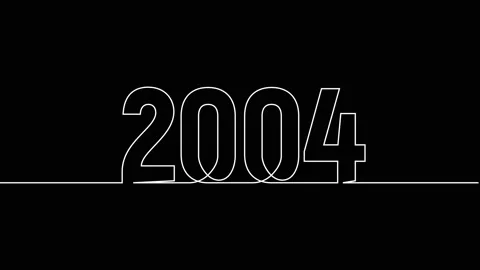 2004 year continuous single one line art drawing animation numbers video Stock Footage 313394217