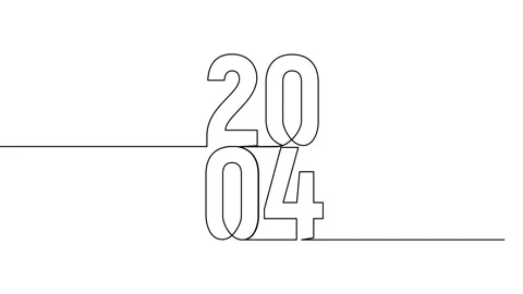 2004 year continuous single one line art animation vertically numbers video Stock Footage 314561397