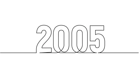 2005 year continuous single one line art drawing animation numbers video Stock Footage 313394218