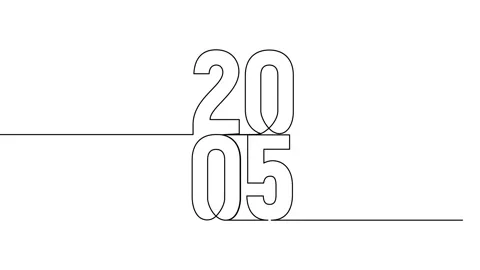 2005 year continuous single one line art animation vertically numbers video Stock-Footage 314561400