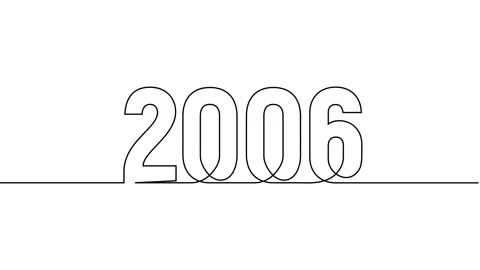 2006 year continuous single one line art drawing animation numbers video Stock Footage 313394223