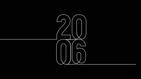 2006 year continuous single one line art animation vertically numbers video Stock Footage 314561341