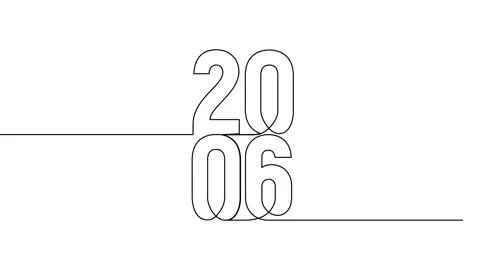 2006 year continuous single one line art animation vertically numbers video Stock Footage 314561342