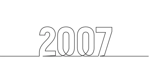 2007 year continuous single one line art drawing animation numbers video Stock Footage 313394133