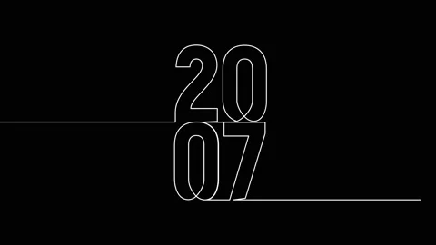 2007 year continuous single one line art animation vertically numbers video Stock-Footage 314561337