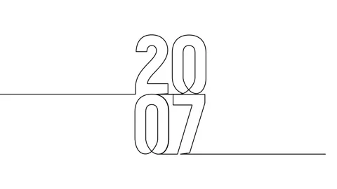 2007 year continuous single one line art animation vertically numbers video Stock Footage 314561340