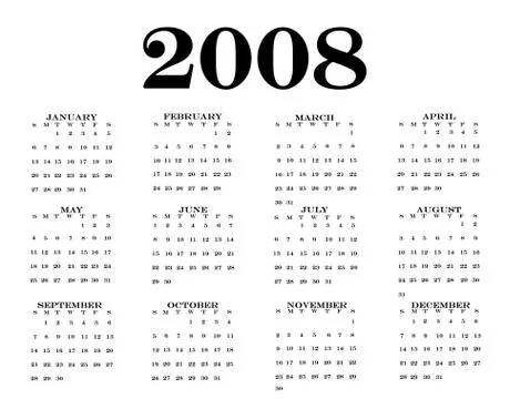 2008 calendar Stock Illustration