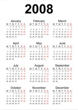 2008 calendar Fotos Stock