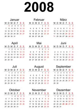 2008 calendar Stock Photos