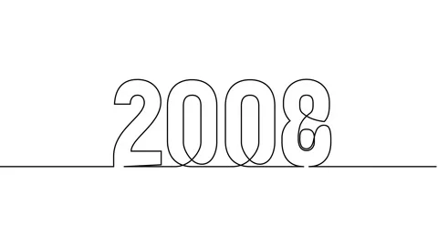 2008 year continuous single one line art drawing animation numbers video Stock Footage 313394127