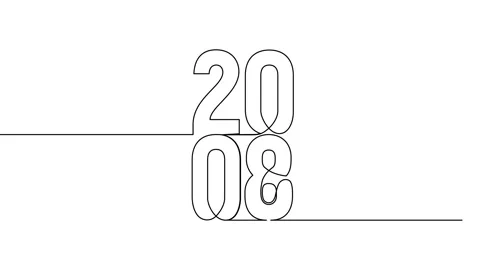 2008 year continuous single one line art animation vertically numbers video Stock-Footage 314561338