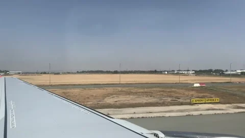 20.08.2021 Cyprus Larnaca view from the plane, passenger plane slows down after  Stock-Footage 201674923