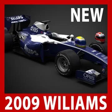 2009 F1 Williams Toyota FW31 (car, helmets, steering wheel and seat)  3D Model