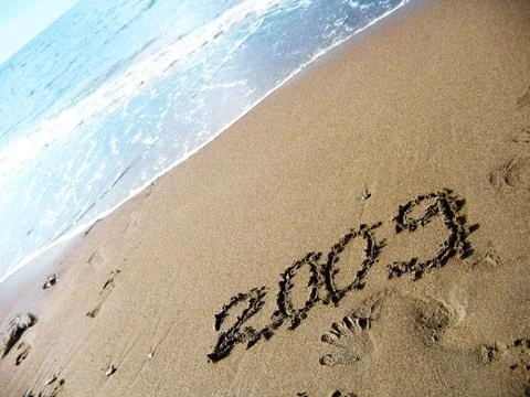 2009 written on a beach Stock Photos