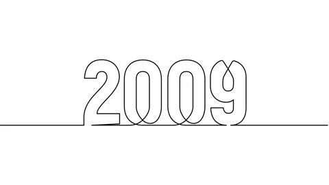 2009 year continuous single one line art drawing animation numbers video Video stock 313394129