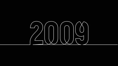 2009 year continuous single one line art drawing animation numbers video Vidéo 313394135