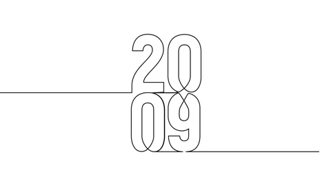 2009 year continuous single one line art animation vertically numbers video Stock Footage 314561344