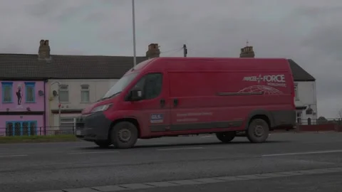 200fps. UK post office, royal mail van. City centre. Hull.UK. 2.2.2026 Stock Footage 329418456