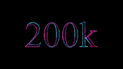 200k animation neon text effect video motion on black background. 200k Foll.. Stock Footage 327756646