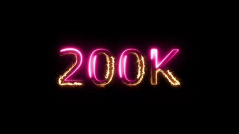 200k Neon Text Animation on Black Background. thank you social network subs.. Stock Footage 310075400