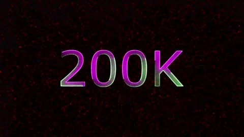 200k Neon Text Animation on Black Background. thank you social network subs.. Stock Footage 310075503