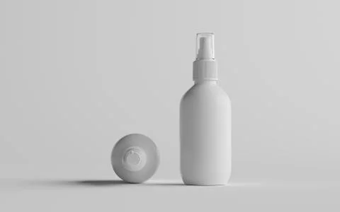 200ml White Plastic Spray Bottle Mockup - Two Bottles. 3D Illustration Stock Illustration