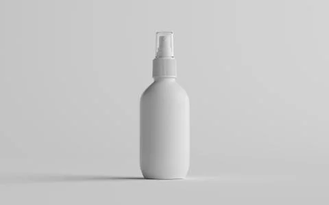 200ml White Plastic Spray Bottle Mockup - One Bottle. 3D Illustration Stock Illustration
